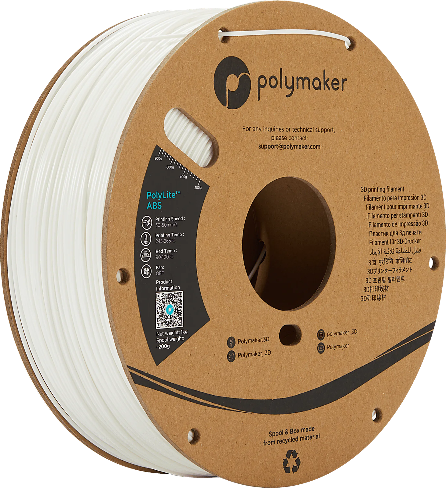 Polymaker PolyLite™ ABS White - 1.75mm - 1kg