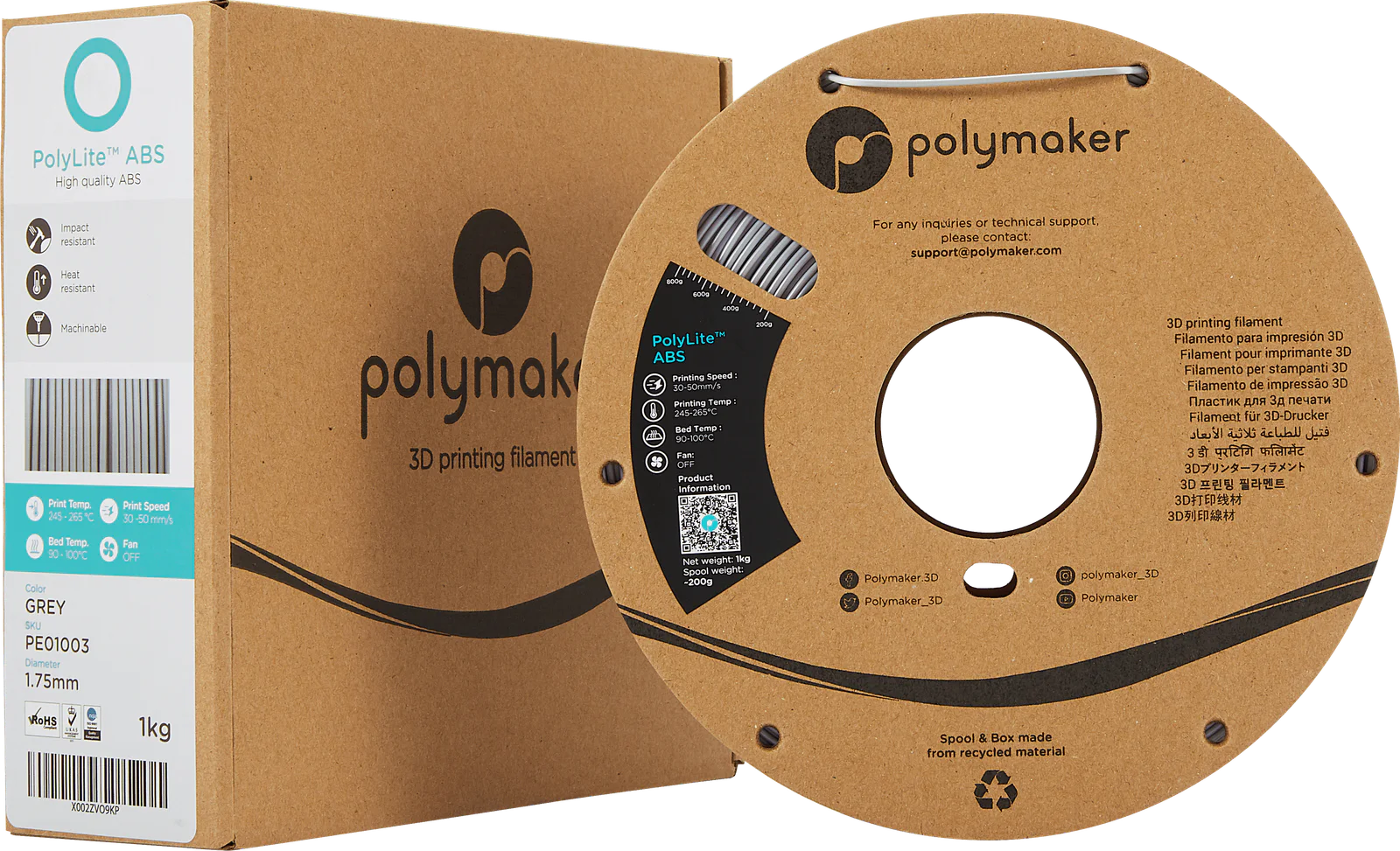 Additional view of Polymaker PolyLite™ ABS Grey - 1.75mm - 1kg