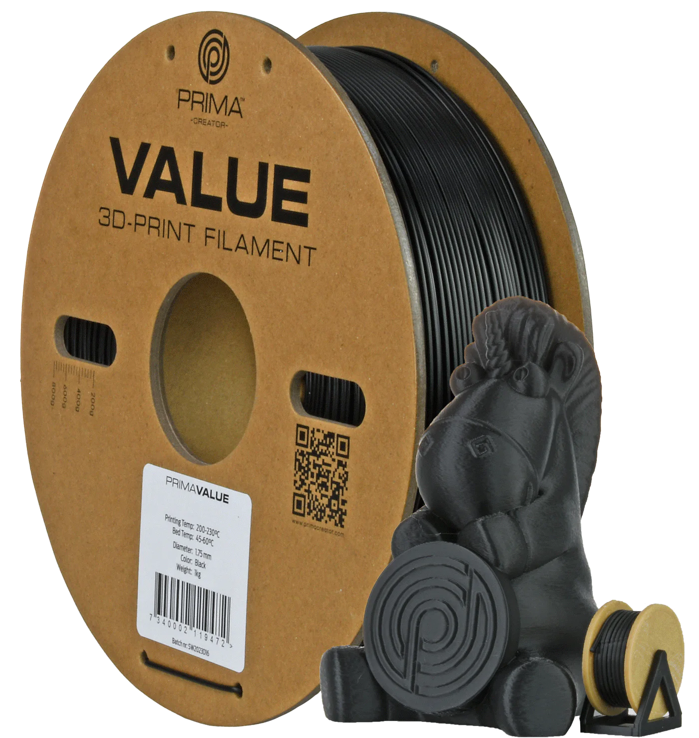 PrimaValue PETG - Black - 1.75mm - 1kg