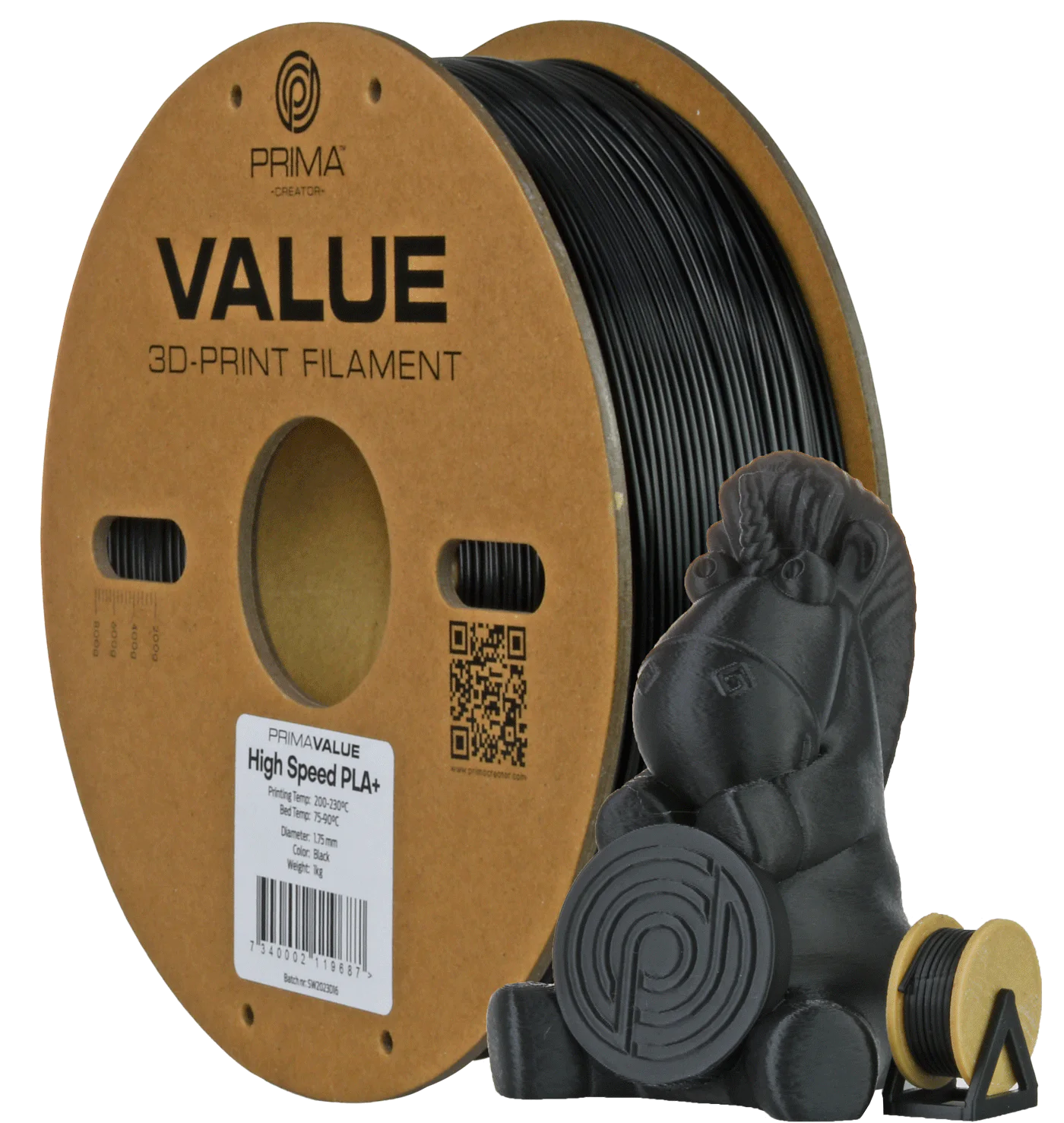 PrimaValue PLA+ High Speed Black - 1.75mm - 1kg