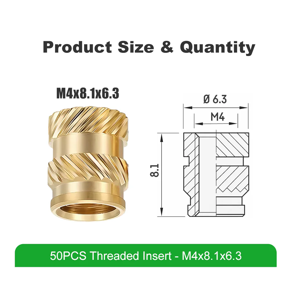 Additional view of Mintion M4 x 8.1mm x 6.3mm Threaded Insert Set - 50 pcs